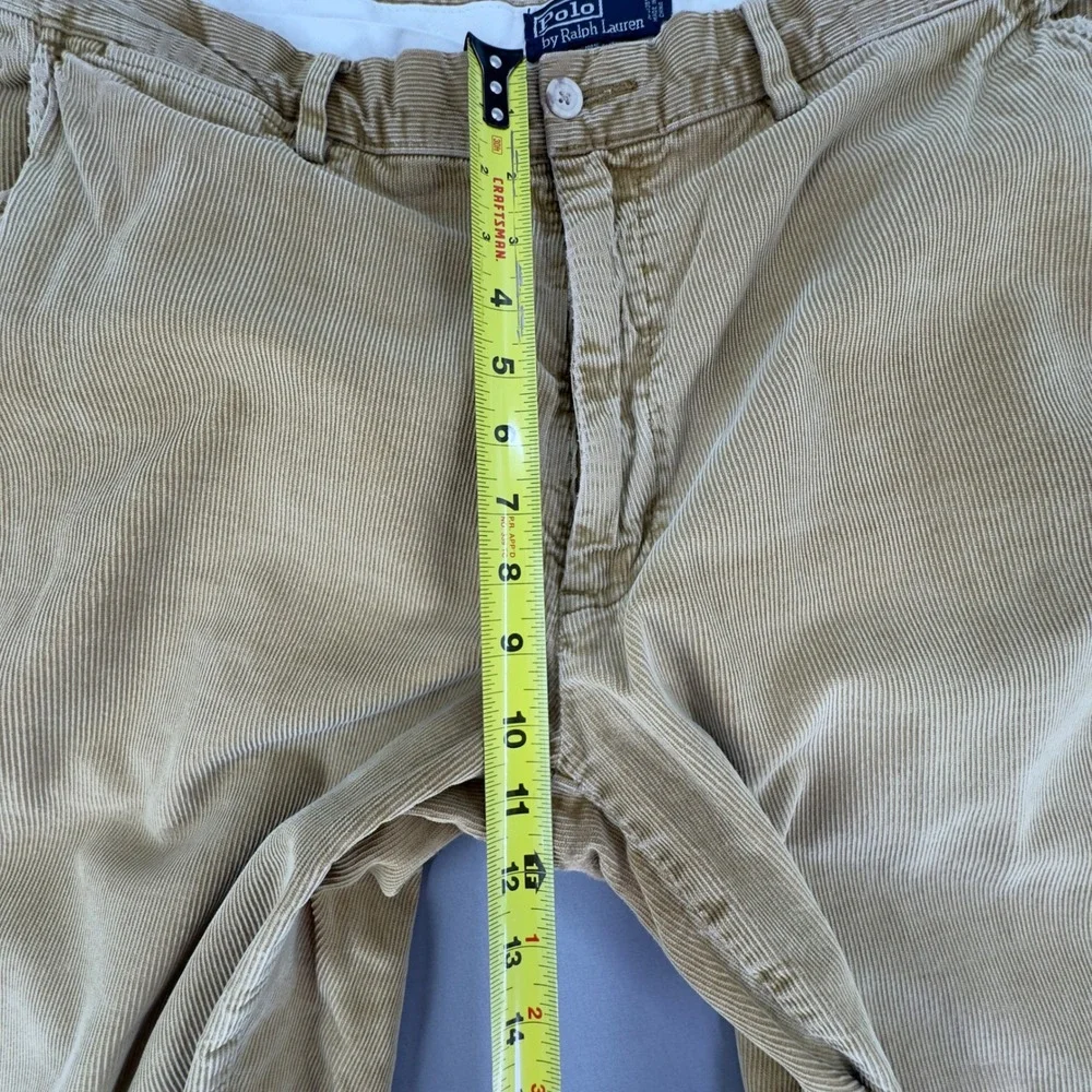 Vintage Polo Ralph Lauren Corduroy Pants Mens 36x32 Tan Khaki Cords Flat Front